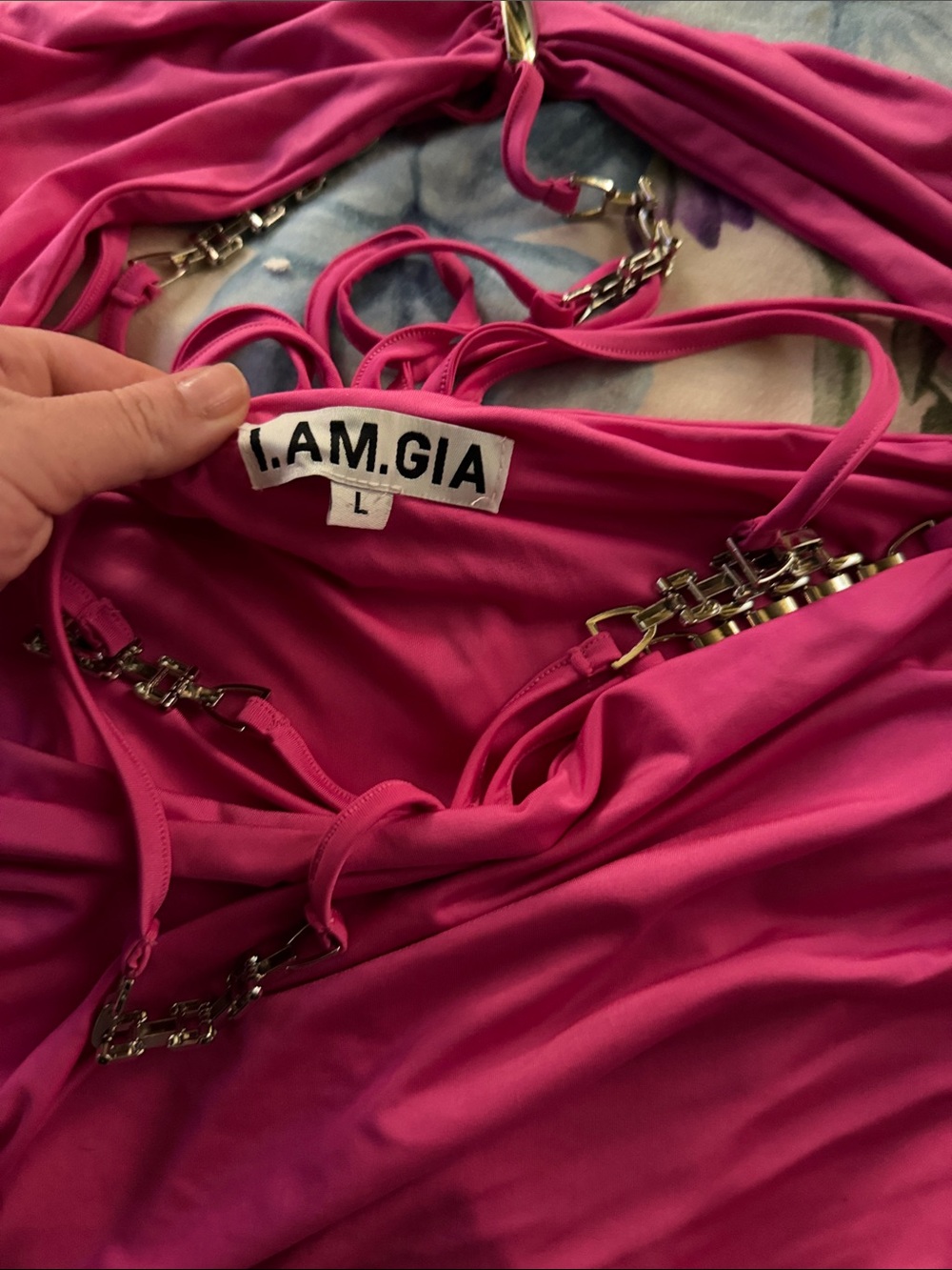 I.AM.GIA Neon Pink Cutout Strap Two-Piece Mini Set - Picture 3 of 3